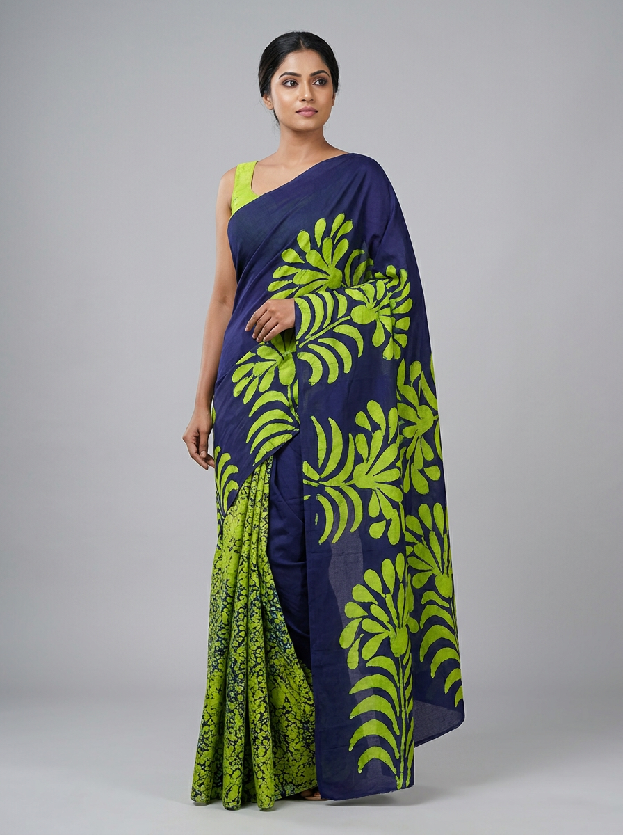 Midnight Lotus Batik Saree AI model image